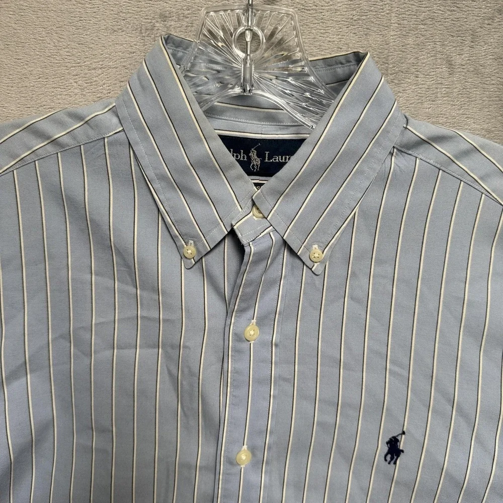 Ralph Lauren Shirt Mens Small Blue Stripe Button Down Long Sleeve Pony Logo - Picture 2 of 6